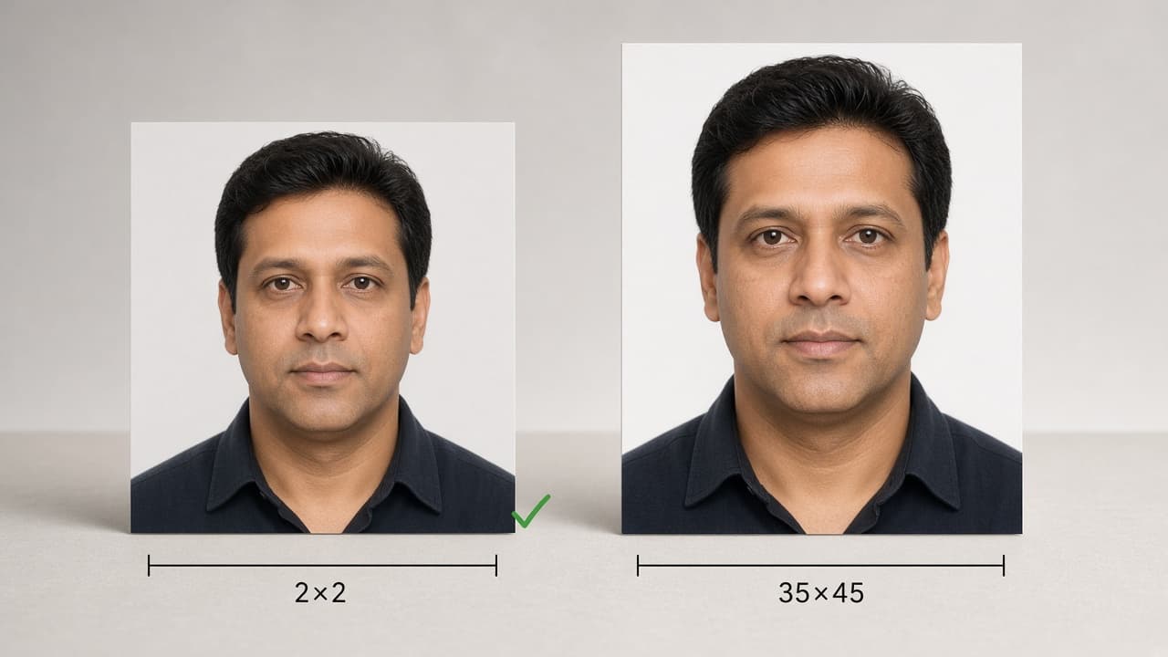 OCI square 2×2 vs Passport Seva rectangle — do not mix them up